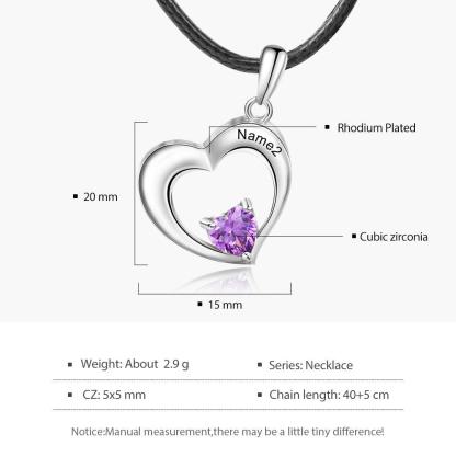 Personalized Couple’s 2 Necklace 2 Custom Birthstones and 2 Name Engravings Necklace - Personalized Jewel