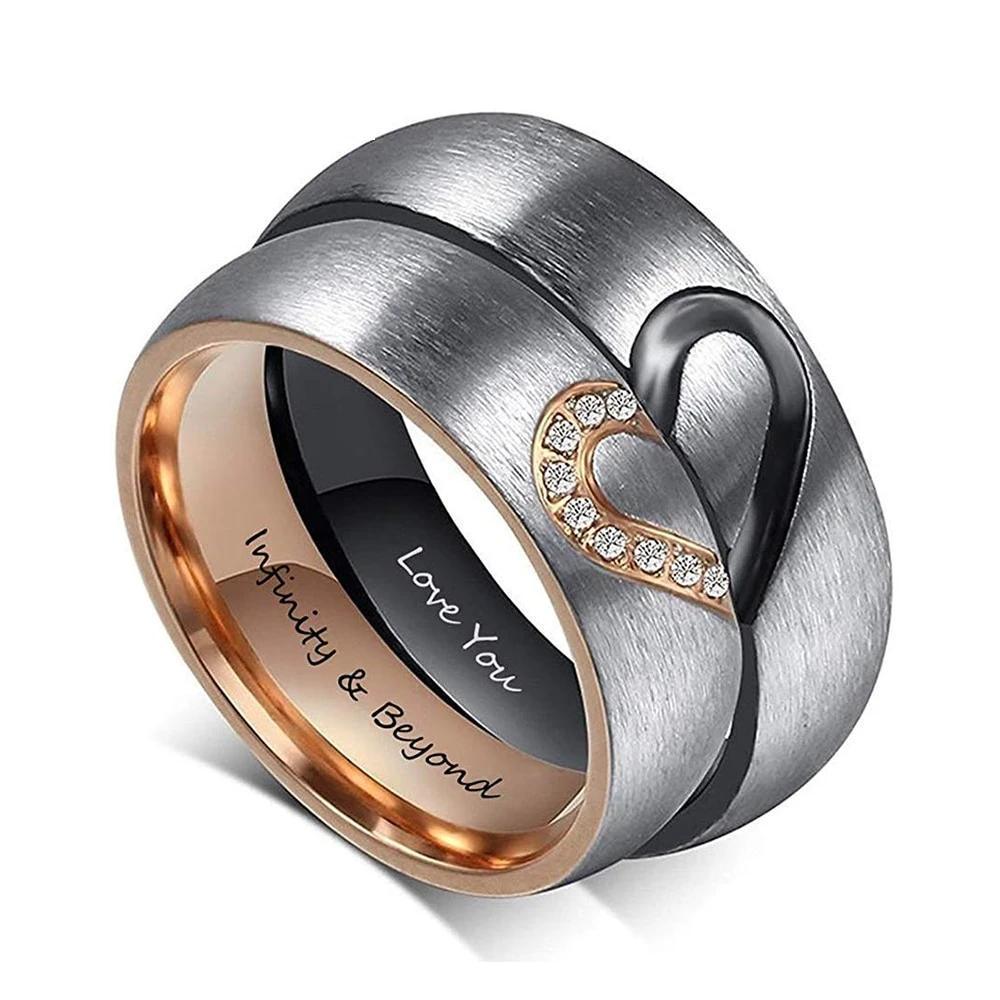 Personalized Couple’s Rings Custom Inner Engraving And Zirconia Stone Promise Unisex Ring - Personalized Jewel