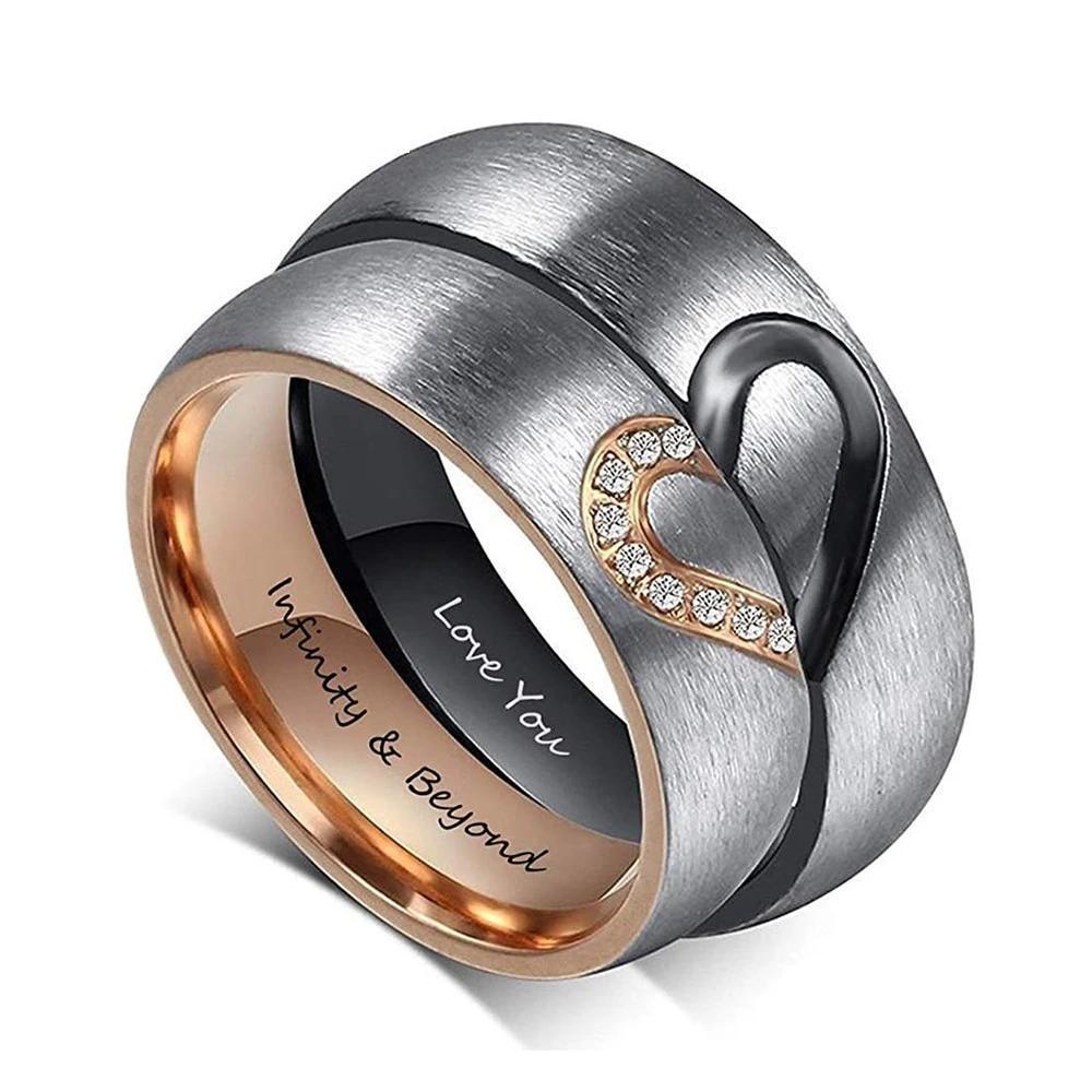 Personalized Couple’s Rings Custom Inner Engraving And Zirconia Stone Promise Unisex Ring - Personalized Jewel