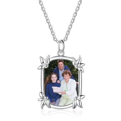 Personalized Custom Color Photo And Word Engraved 925 Sterling Silver Pendant Necklace - Personalized Jewel