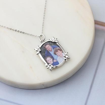 Personalized Custom Color Photo And Word Engraved 925 Sterling Silver Pendant Necklace - Personalized Jewel