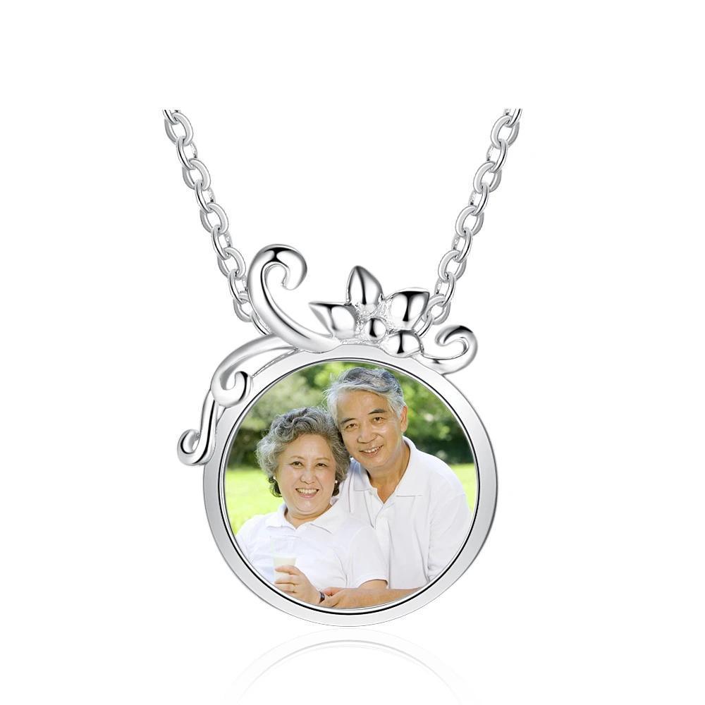 Personalized Custom Color Photo Engraved Word Family Anniversary 925 Sterling Silver Pendant Necklace - Personalized Jewel