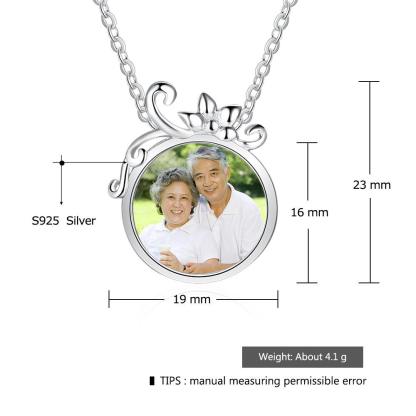 Personalized Custom Color Photo Engraved Word Family Anniversary 925 Sterling Silver Pendant Necklace - Personalized Jewel