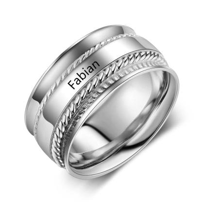 Personalized Custom Engraved Name Ring, Unisex Party Accessory, Trendy Jewelry Gift - Personalized Jewel