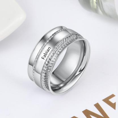 Personalized Custom Engraved Name Ring, Unisex Party Accessory, Trendy Jewelry Gift - Personalized Jewel