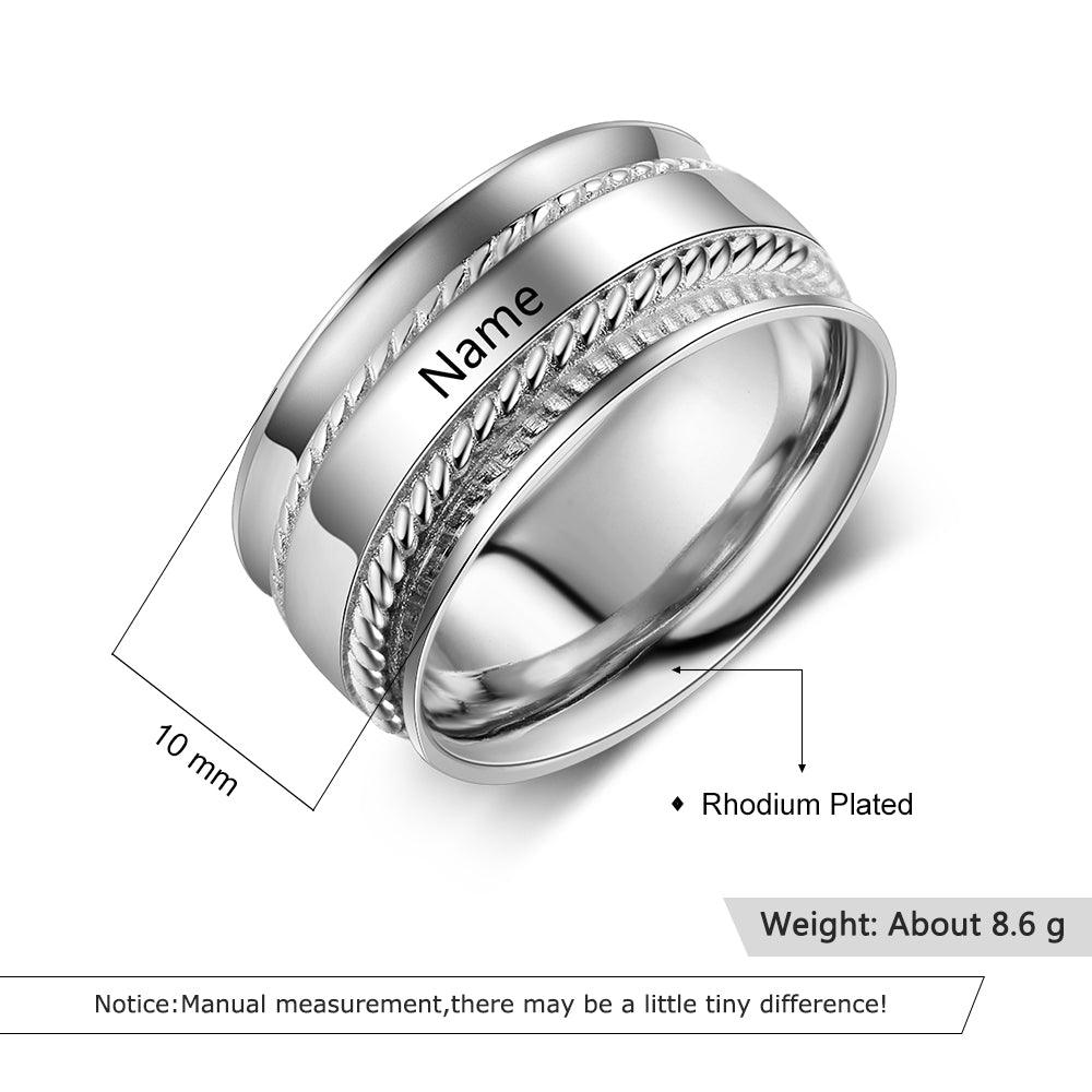 Personalized Custom Engraved Name Ring, Unisex Party Accessory, Trendy Jewelry Gift - Personalized Jewel
