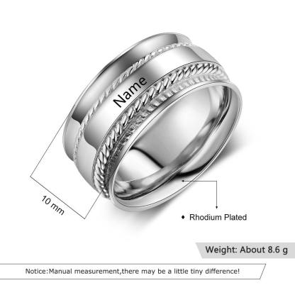 Personalized Custom Engraved Name Ring, Unisex Party Accessory, Trendy Jewelry Gift - Personalized Jewel