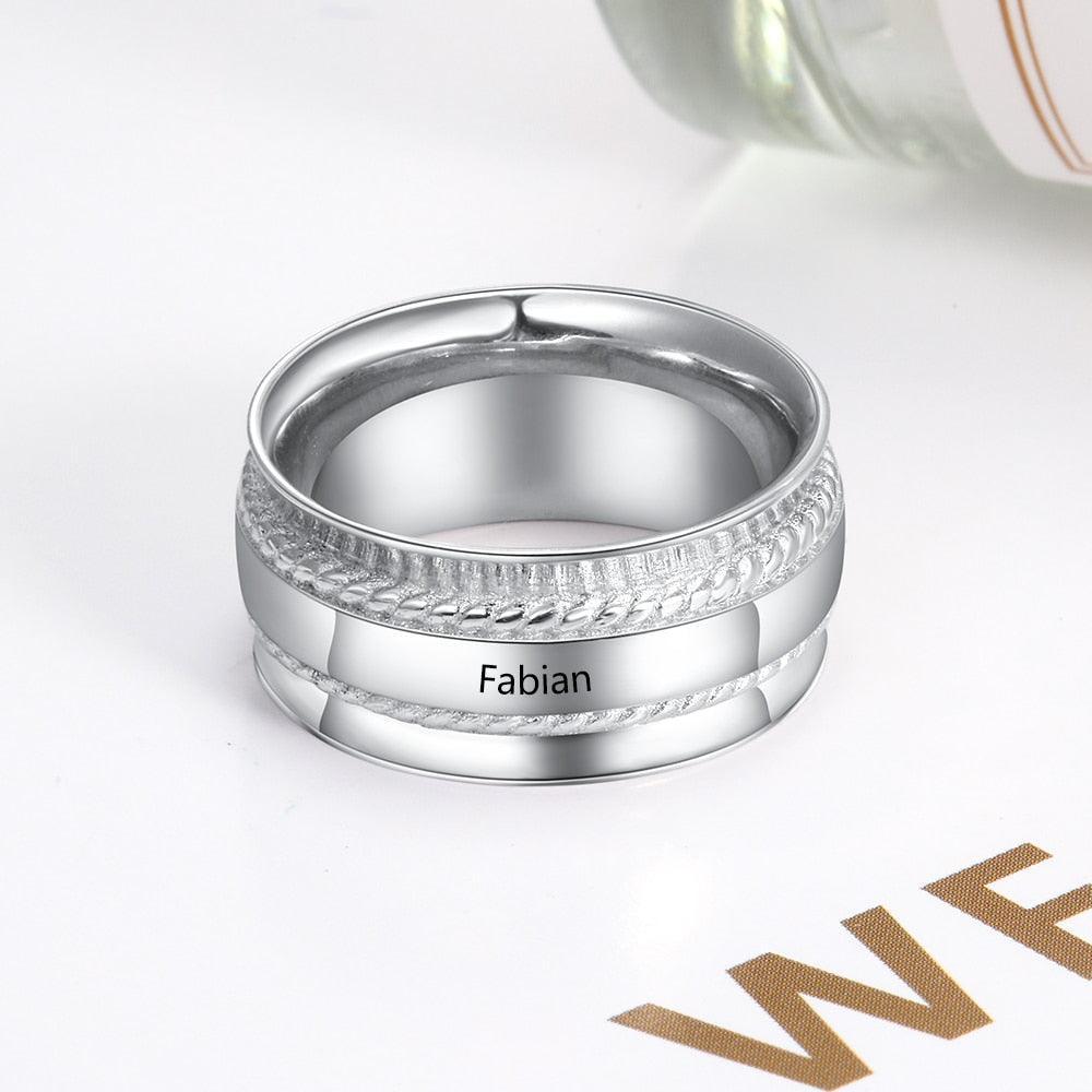 Personalized Custom Engraved Name Ring, Unisex Party Accessory, Trendy Jewelry Gift-Personalized Jewels