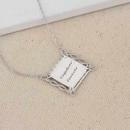 Personalized Custom Multicolor Photo Engraved Word Hollow Pattern Border 925 Sterling Silver Pendant Necklace - Personalized Jewel