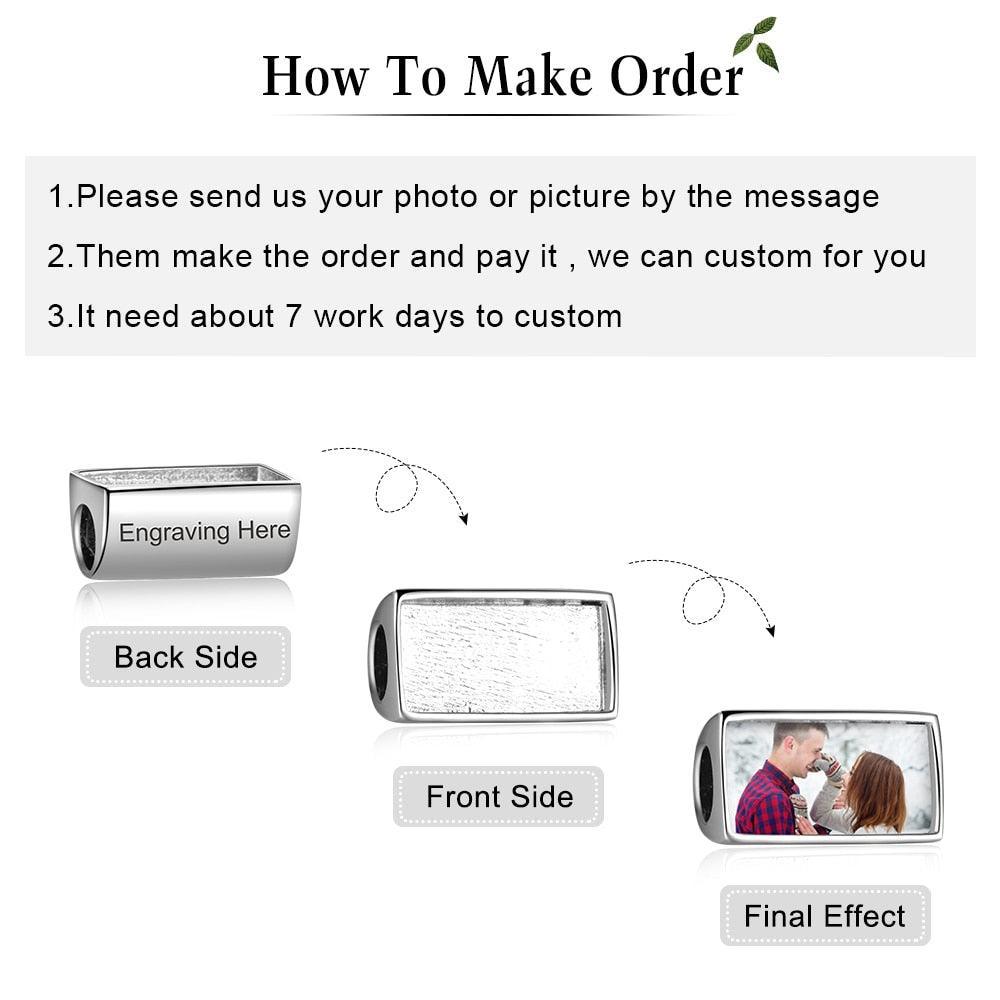 Personalized Custom Photo And Text Engrave Beads for Bracelet And Necklace - Personalized Jewel