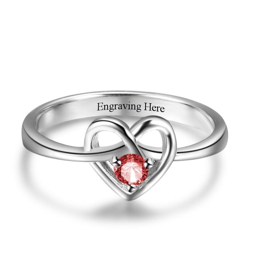 Personalized DIY Custom Birthstone And Inner Engraving Ring For Partner-Personalized Jewels
