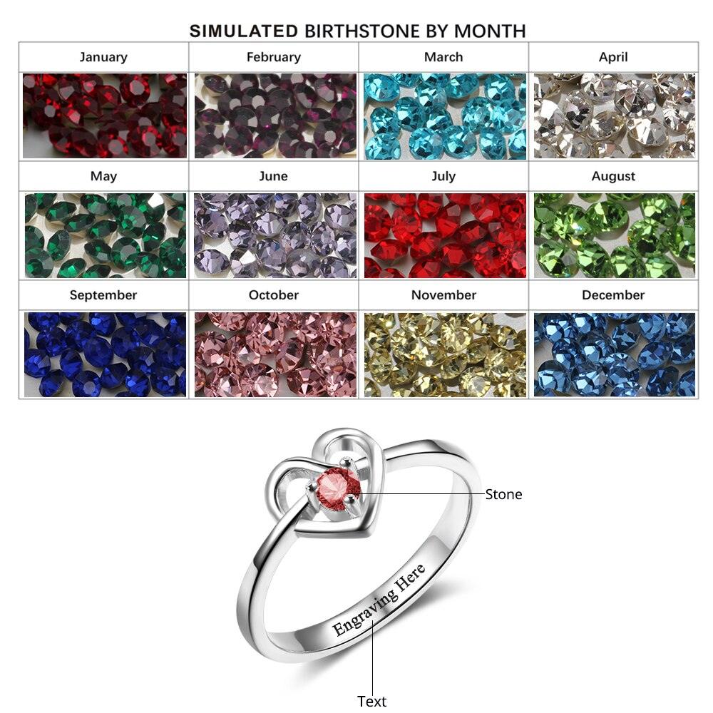 Personalized DIY Custom Birthstone And Inner Engraving Ring For Partner - Personalized Jewel
