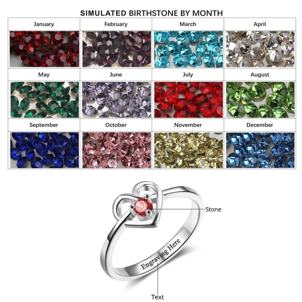 Personalized DIY Custom Birthstone And Inner Engraving Ring For Partner-Personalized Jewels