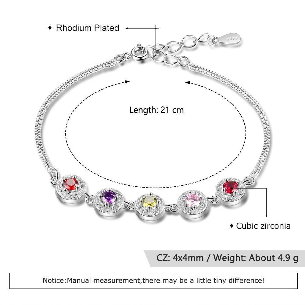 Personalized Double Chain Bracelet for Women with Customized 5 Birthstones, Family gift Bracelets & Bangles - Personalized Jewel