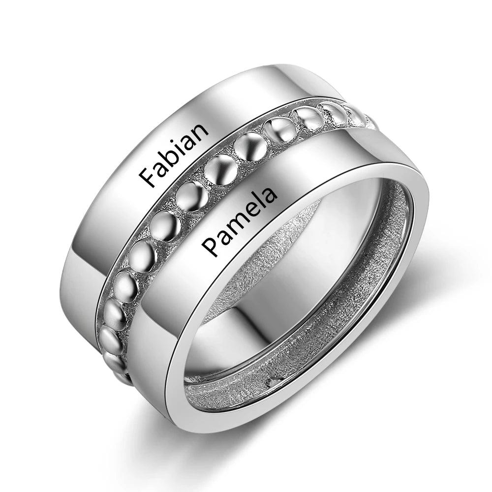 Personalized Double Promise Ring - Accentuated Band Design - Customized Gifts-Personalized Jewels