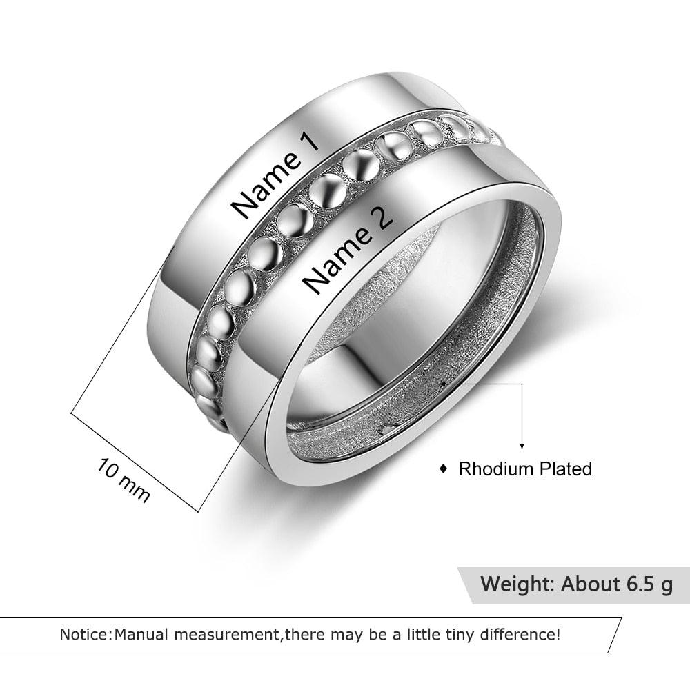 Personalized Double Promise Ring - Accentuated Band Design - Customized Gifts-Personalized Jewels