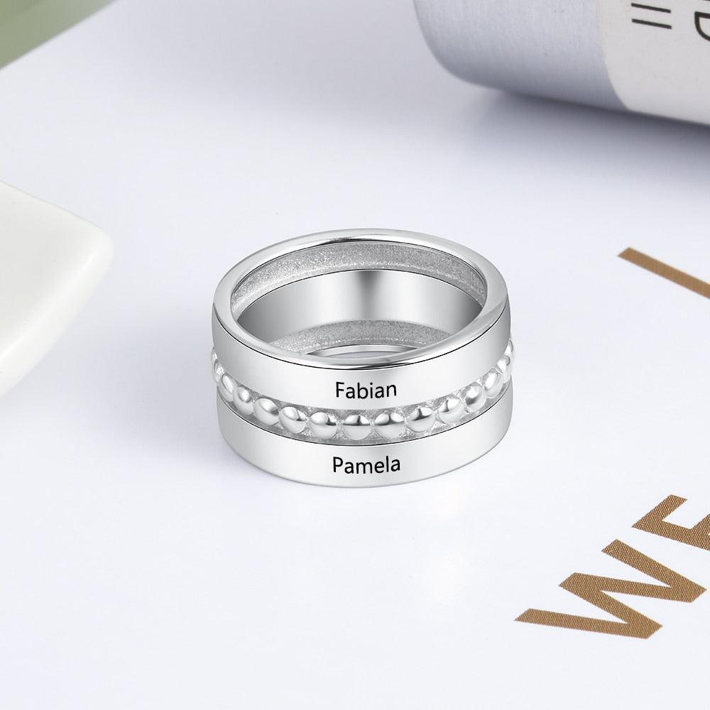 Personalized Double Promise Ring - Accentuated Band Design - Customized Gifts-Personalized Jewels