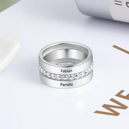 Personalized Double Promise Ring - Accentuated Band Design - Customized Gifts-Personalized Jewels