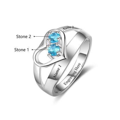 Personalized Engrave Names and Birthstone Ring Jewelry Gift - Personalized Jewel