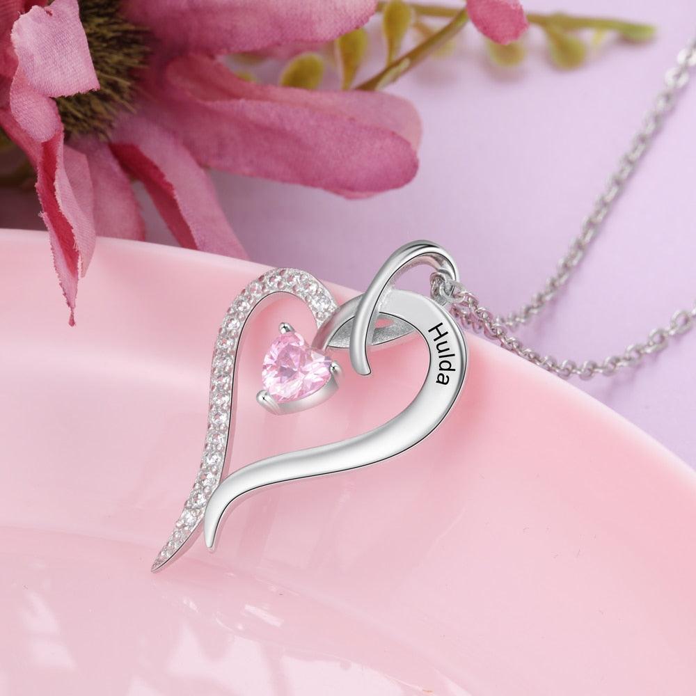 Personalized Engraved Birthstone Heart Necklace- Heart Necklace for Women- Accessories for Women- Fashion Jewellery for Women - Personalized Jewel