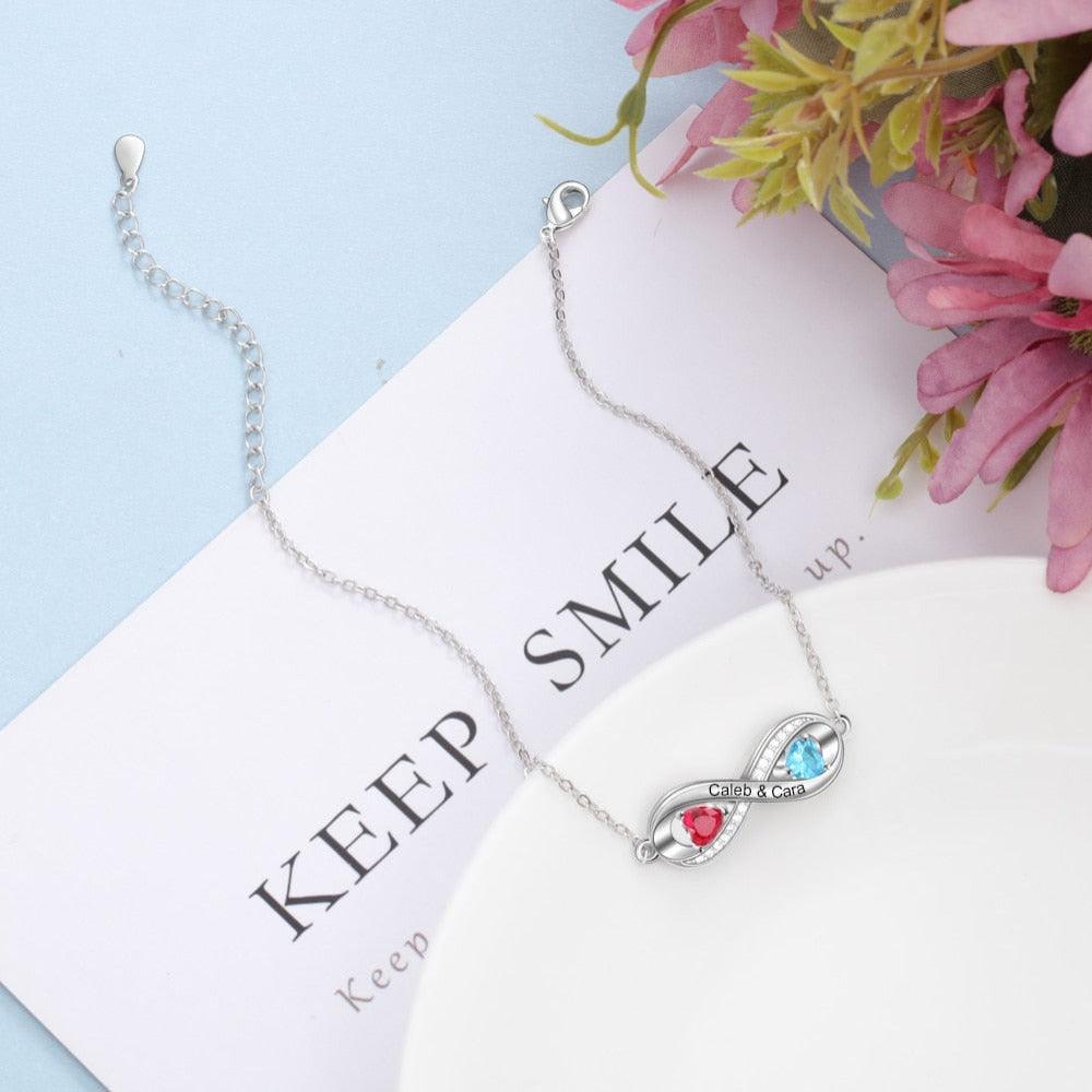 Personalized Engraved Infinity Bracelet Infinity Charm Engraved Bracelet For Women-Personalized Jewels