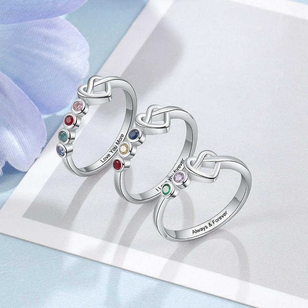 Personalized Engraving Heart Knot Ring Customized Wedding Ring-Personalized Jewels