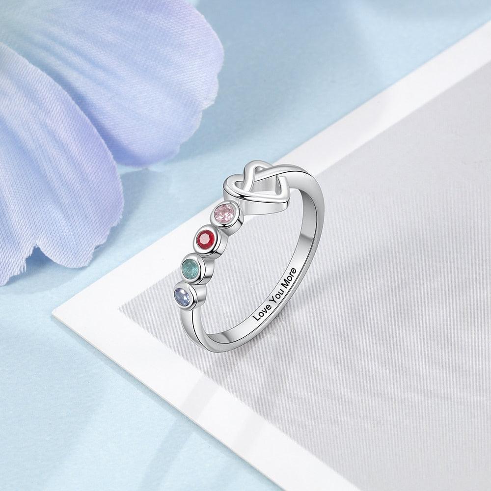 Personalized Engraving Heart Knot Ring Customized Wedding Ring-Personalized Jewels