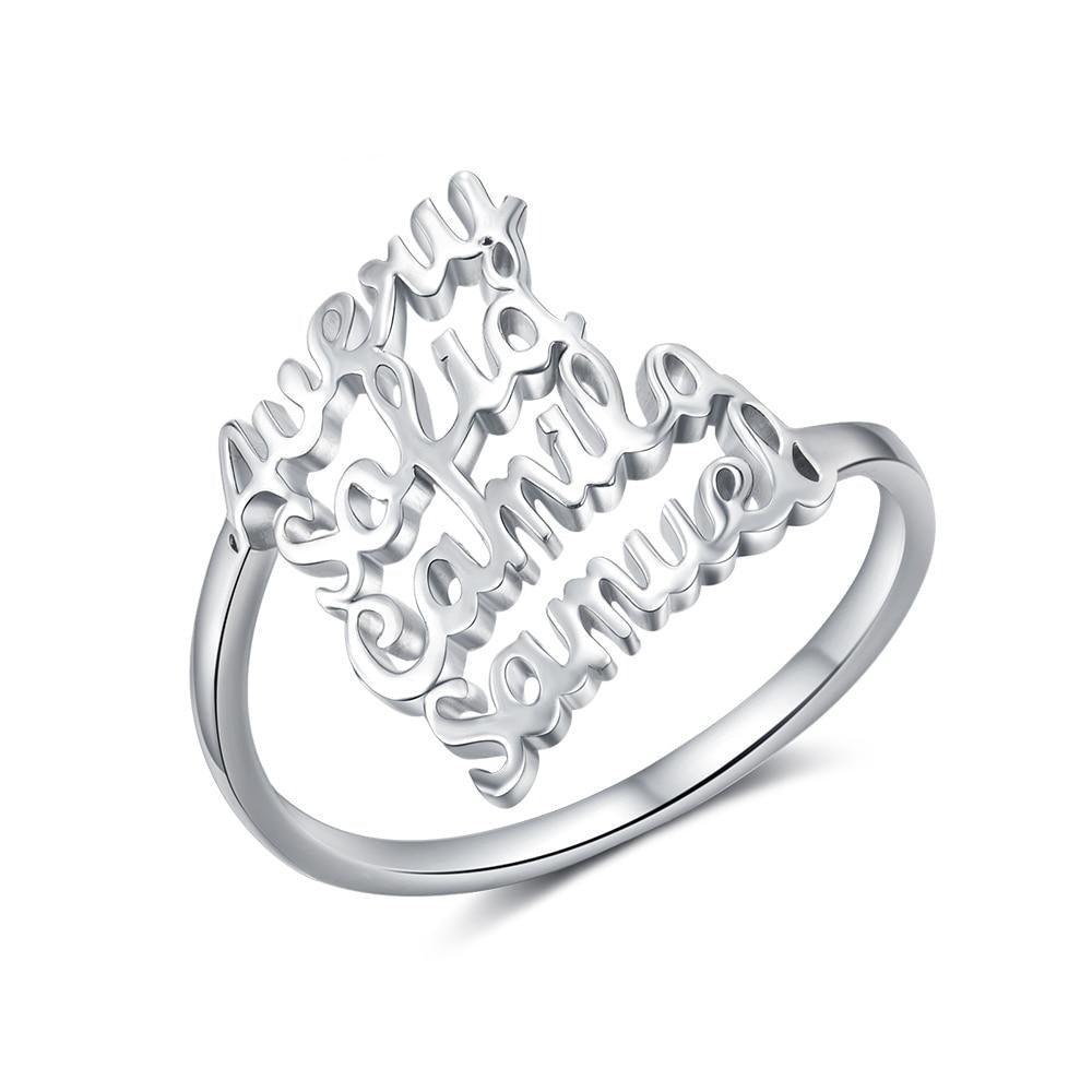 Personalized Family Nameplate Rings For Women - Personalized Jewel