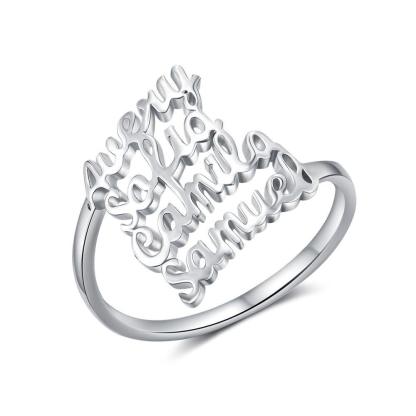 Personalized Family Nameplate Rings For Women - Personalized Jewel