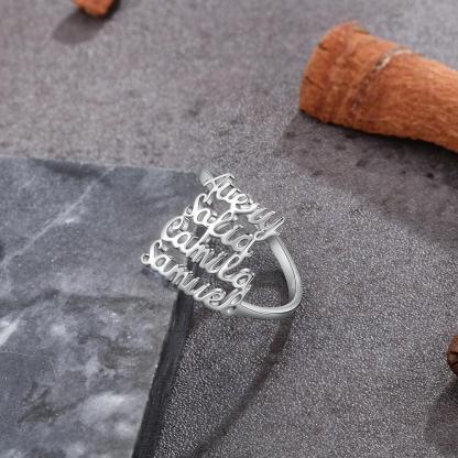 Personalized Family Nameplate Rings For Women - Personalized Jewel
