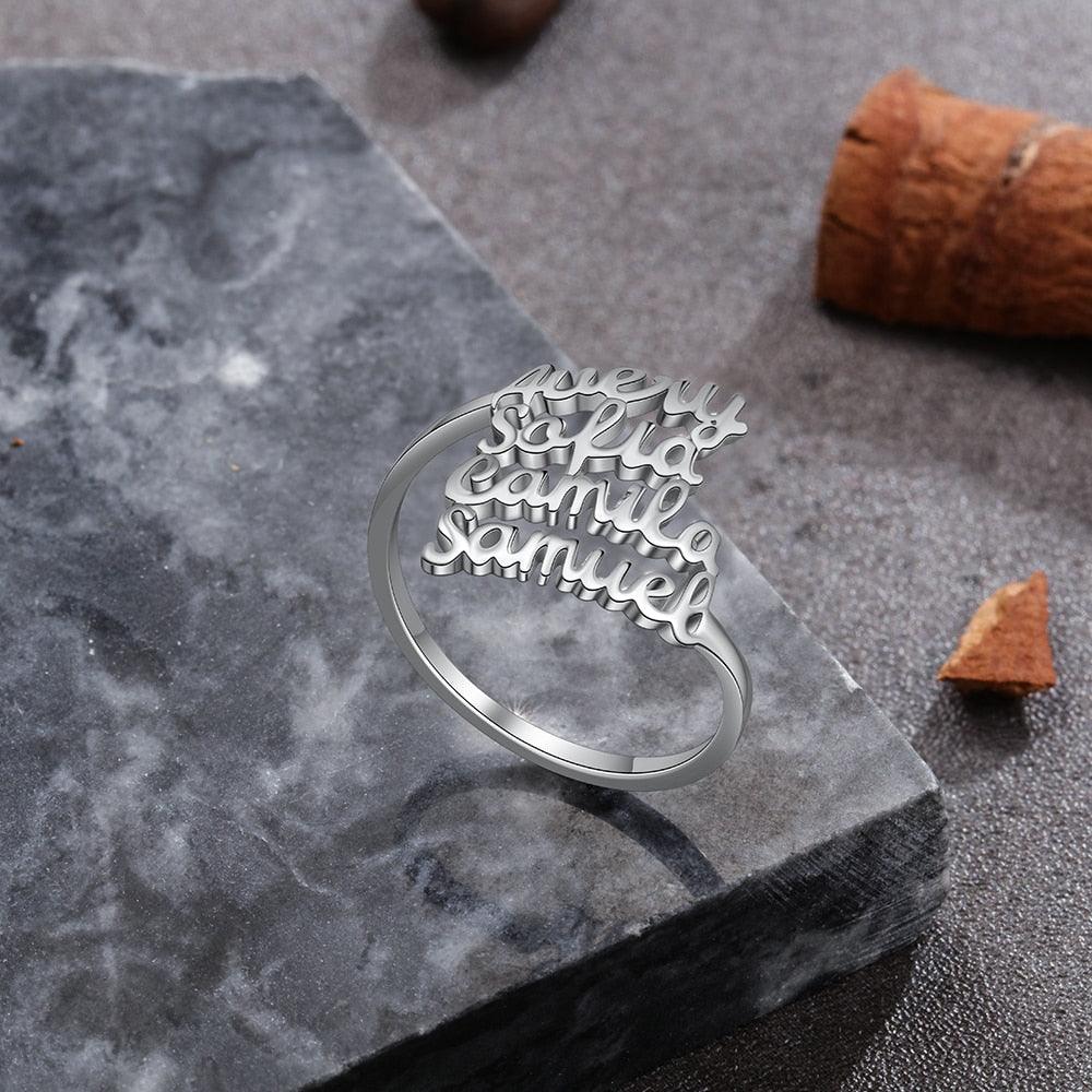 Personalized Family Nameplate Rings For Women - Personalized Jewel