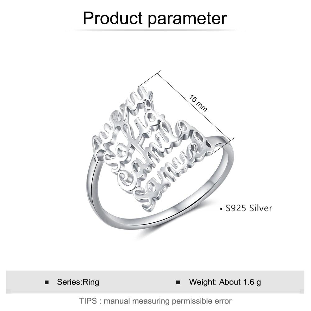 Personalized Family Nameplate Rings For Women - Personalized Jewel