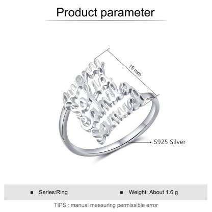 Personalized Family Nameplate Rings For Women - Personalized Jewel
