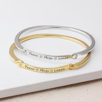 Personalized Fashion ID Bracelets with Name Engraving & 2 Color Options, Customize Bangles for Women - Personalized Jewel