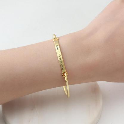 Personalized Fashion ID Bracelets with Name Engraving & 2 Color Options, Customize Bangles for Women - Personalized Jewel