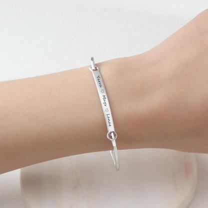 Personalized Fashion ID Bracelets with Name Engraving & 2 Color Options, Customize Bangles for Women - Personalized Jewel