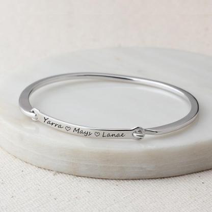 Personalized Fashion ID Bracelets with Name Engraving & 2 Color Options, Customize Bangles for Women - Personalized Jewel
