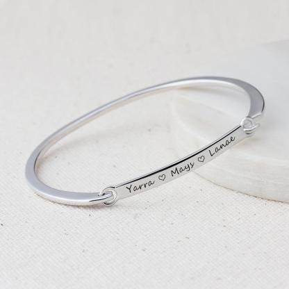 Personalized Fashion ID Bracelets with Name Engraving & 2 Color Options, Customize Bangles for Women - Personalized Jewel
