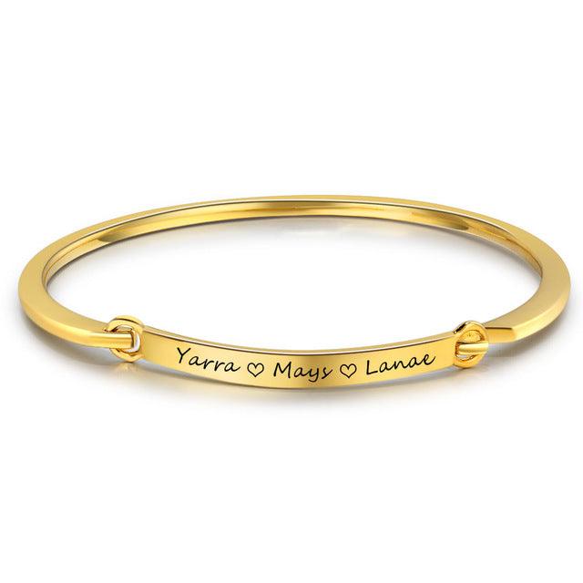 Personalized Fashion ID Bracelets with Name Engraving & 2 Color Options, Customize Bangles for Women - Personalized Jewel