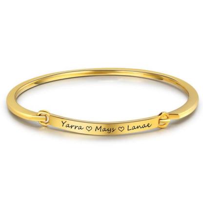 Personalized Fashion ID Bracelets with Name Engraving & 2 Color Options, Customize Bangles for Women - Personalized Jewel