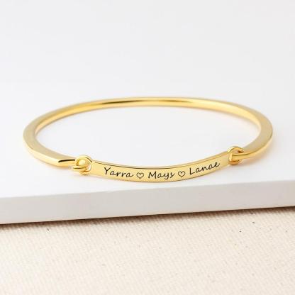 Personalized Fashion ID Bracelets with Name Engraving & 2 Color Options, Customize Bangles for Women - Personalized Jewel