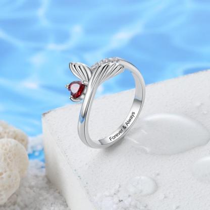 Personalized Fish Tail Band Engraved Name Engagement Rings - Personalized Jewel
