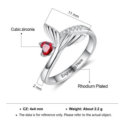 Personalized Fish Tail Band Engraved Name Engagement Rings - Personalized Jewel