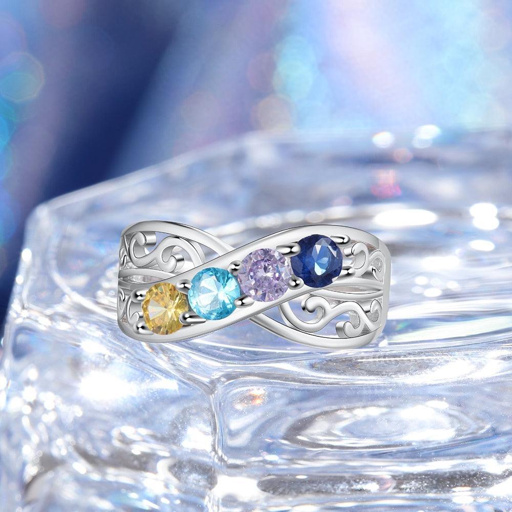 Personalized Floral Engagement Ring Engraving Floral Ring-Personalized Jewels