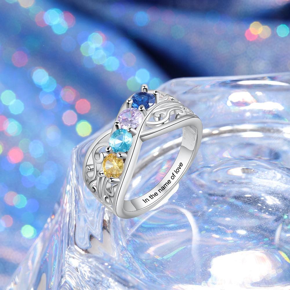 Personalized Floral Engagement Ring Engraving Floral Ring-Personalized Jewels