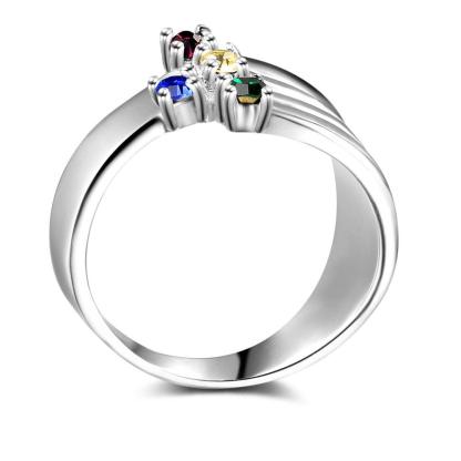Personalized Geometric Shape 925 Sterling Silver Ring With Cubic Zirconia Stones - Personalized Jewel