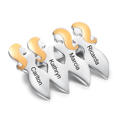 Personalized German Silver Four Name Engravings Jewelry Pins-Personalized Jewels