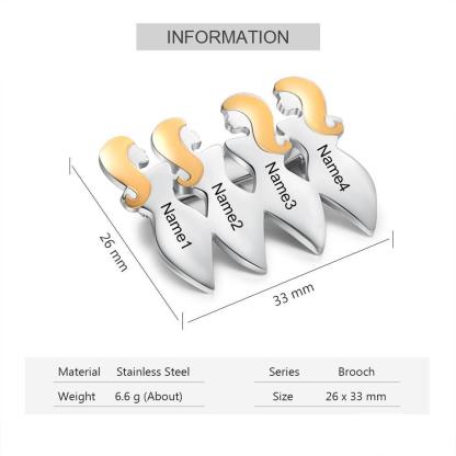 Personalized German Silver Four Name Engravings Jewelry Pins-Personalized Jewels