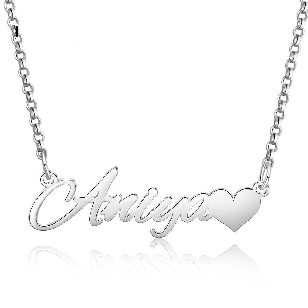 Personalized Gift Customized Letter Nameplate With Heart Custom Made Name Necklace-Personalized Jewels