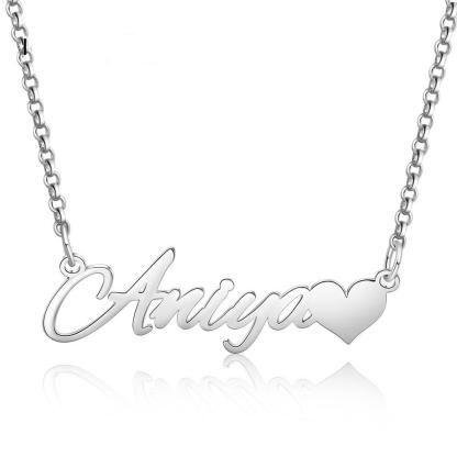 Personalized Gift Customized Letter Nameplate With Heart Custom Made Name Necklace - Personalized Jewel